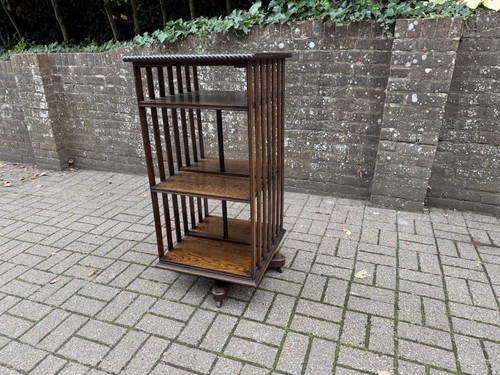 Huge edwardian oak revolving - edwardian,
