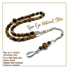 TIGER EYE STONE Prayer Beads-Tesbih-Tasbih-Misbaha-Rosary (6x9 mm-33 Beads)
