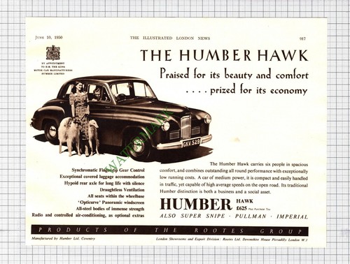 Humber hawk car advert 1950 - advert,