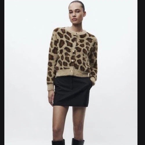 Zara faux fur leopard cardigan - zara,