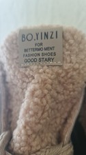 Bo.Yinzi Winter Boots Beige Sherpa Fleece Uppers Black Rubber Soles BN Size 5