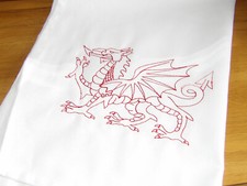 1 x Welsh dragon Embroidered tea towel New