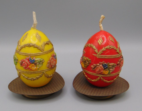 Pair vintage wax candles - vintage,