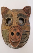 Vintage Hand Carved Wooden Pig