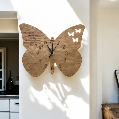 Wooden butterfly wall - wall, clock