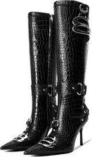 Knee High Crocodile Boots for