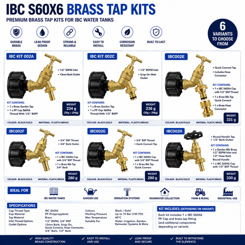 Ibc tank s60x6 brass tap - tank, kit