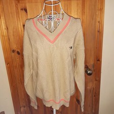 Vintage Ladies Golf Cricket Jumper Cable Knit Size 12 Made In Italy