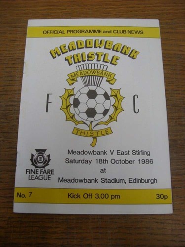 1986 meadowbank thistle - meadowbank,