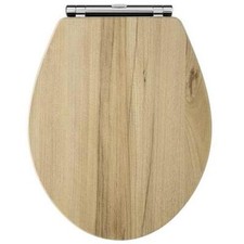 Hudson Reed Richmond Soft Close Toilet Seat Natural Walnut Effect Chrome Hinges