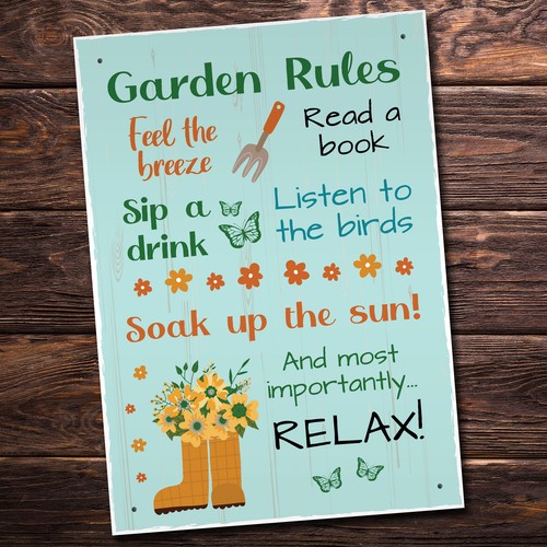 Garden rules wall sign - rules,