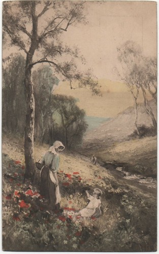 Two postcards women - of,