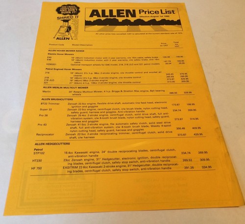Allen power equipment includes - allen,