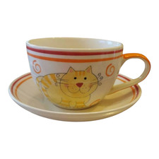  Large Cup and Saucer Ginger Cat Ceramic Tea Coffee Whittard of Chelsea