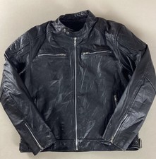 Leather Biker Jacket Cafe Racer Jacket Zip-In Liner & Armour Size XL