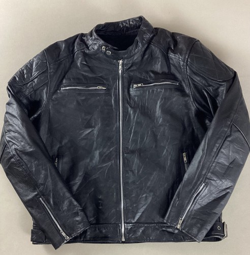 Leather biker jacket - jacket, cafe