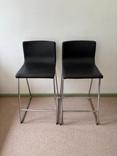 IKEA BERNHARD bar stools (2) black leather