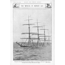 LIVERPOOL Shipwreck of the 'Fingal' in Mersey Bay - Antique Print 1903