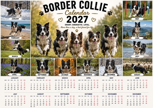 Border collie 2027 wall - a3,