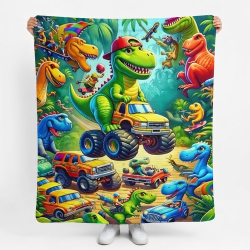 Soft dinosaur truck flannel - soft,