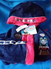 "BOYS"3-4YRS.THOMAS THE TANK ENGINE DRESSING GOWN with HOOD.NAVY BLUE.NEW/TAGS