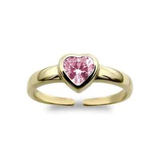 Toe Ring 9ct Gold Pink Heart