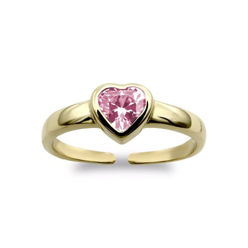 Toe ring 9ct gold - pink, heart