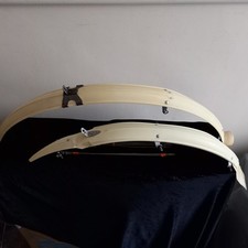 VINTAGE  1940S BLUEMELS NOWEIGHT CREAMWHITE CELLULOID SPEARPOINT CYCLE MUDGUARDS