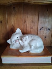 Porcelain Cat & Kitten Resting