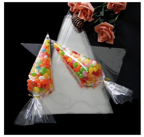 100 clear cellophane cones - clear,
