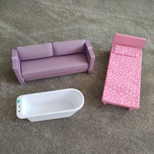 Barbie Dream House Replacement  Furniture Sofa Bed with Ladder Bath Bed & Covers