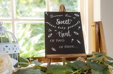 Wedding Party Sweet Stall Sign A5 Chalkboard Easel Hand Decorated Candy Cart