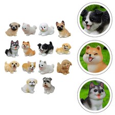 Cute 14PC Tiny Dog Figurine Set Made from Resin for Creative Decoration Ideas