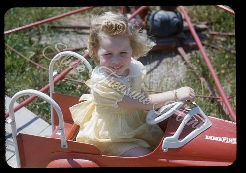 Blonde girl pedal car - pedal,