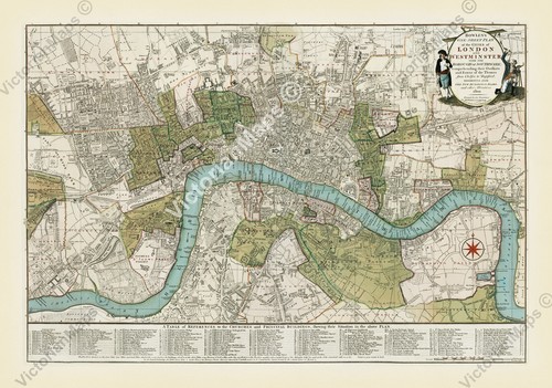 Antique map london - antique,