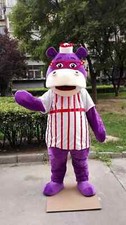 Purple Hippo Mascot Costume