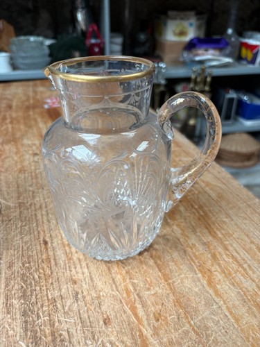 Clear glass water jug - water, vintage