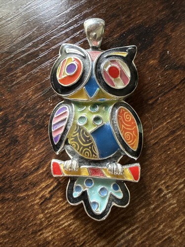 Multicoloured enamel owl - enamel,
