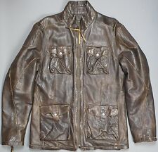 Michico Koshino Mens Brown Leather Jacket Large Japan Military Cargo Biker