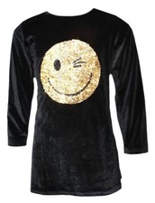Girls Velvet Top Smiley Face