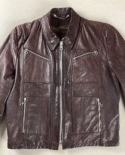 Vintage Fidelity Leathers Leather Motorcycle Jacket with Liner Brown Size 42