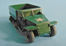 Vintage green 49 M3 PERSONNEL CARRIER model with missing tracks. Made in England