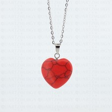 Red howlite heart - howlite, necklace
