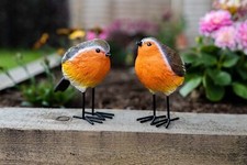 2x Red Breast Robin Garden