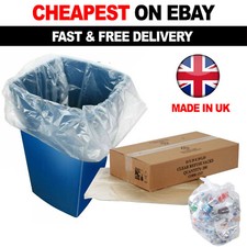 100 X Clear Refuse Sacks 140G Large Bin Liners Rubbish Waste Recycling Bags 90L