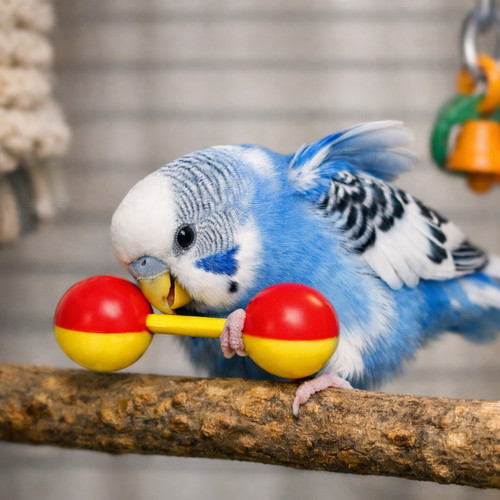 Plastic colourful budgie - colourful,