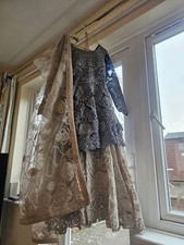 Peplum style blue and white wedding lehnga for Indian or Pakistani wedding