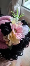  Pink lemon black  flower