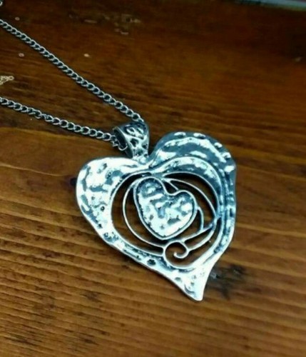 Long necklace heart - , pendant