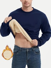 Men Long Sleeve Thermal Warm Top Fleece Lined Sweatshirt Jumper Sweater Pullover